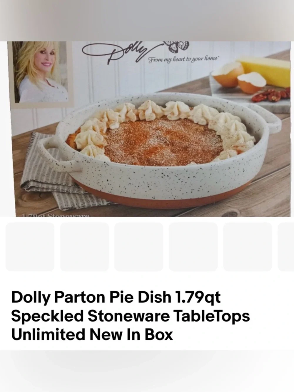 Dolly Parton 1.79qt Durable Stoneware Speckled Pie Dish Oven To Table 11.5 X 9